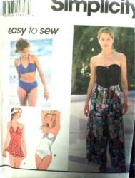 9085 SIMPLICITY STRAPPY / STRAPLESS 1-2 PC SWIMSUITS, WRAP PANTS  PATTERN 12-16